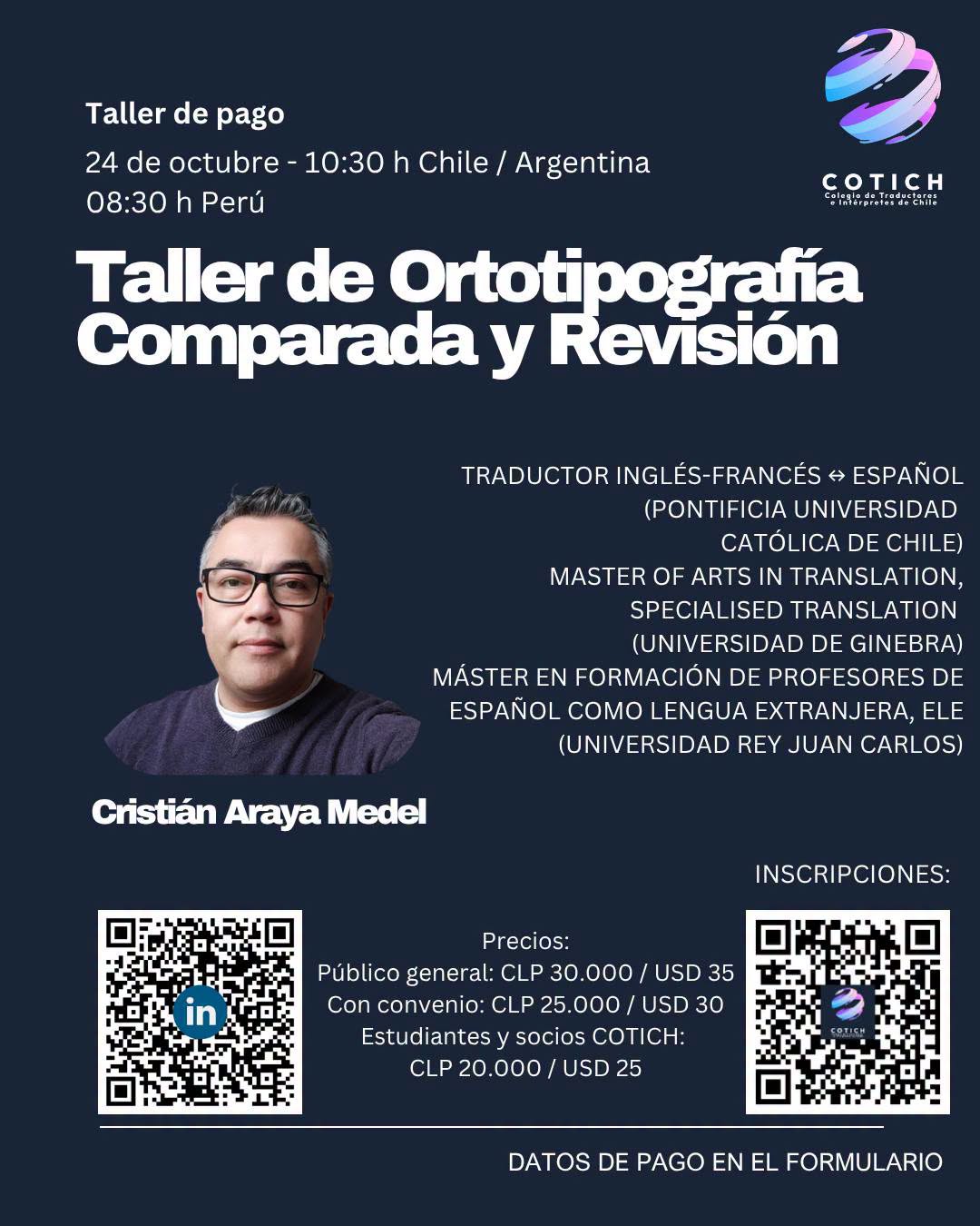 Taller de pago de Ortotipografía Comparada y Revisión