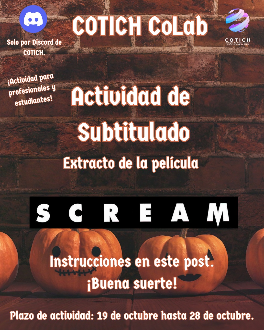 COTICH CoLab - actividad de subtitulado SCREAM